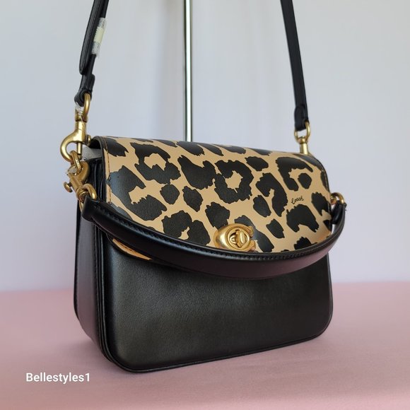 COACH Cassie 19 Smooth Leather Leopard Print Bag & Matching Wyn Small Wallet SET - Picture 4 of 16